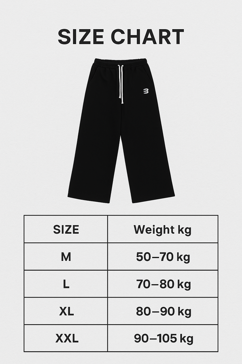 Black wide leg Pants with Minimal Logo & Drawstring Waist