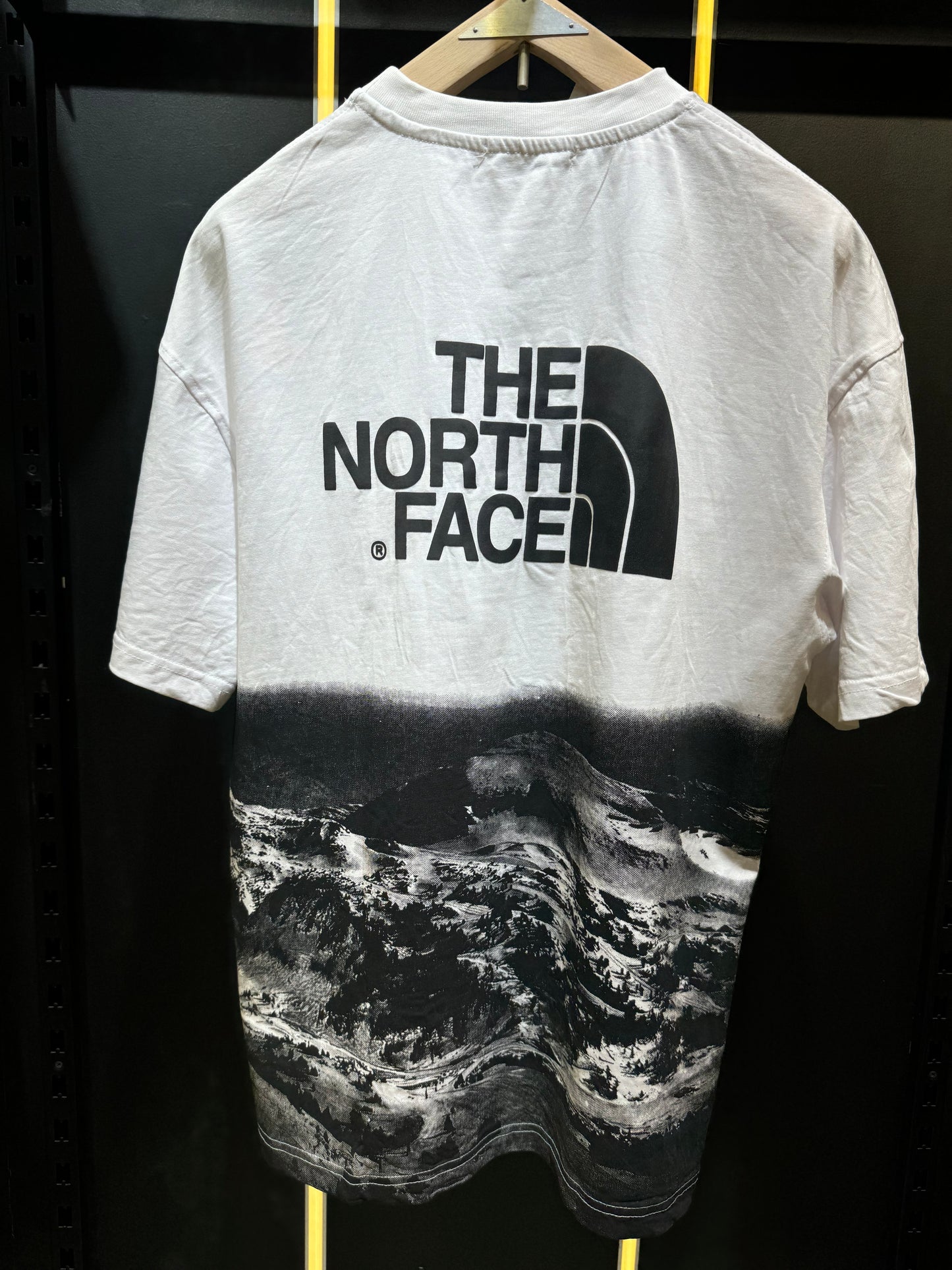 The North Face Black Graphic T-Shirt – Drip Logo Front & Mountain Print Back