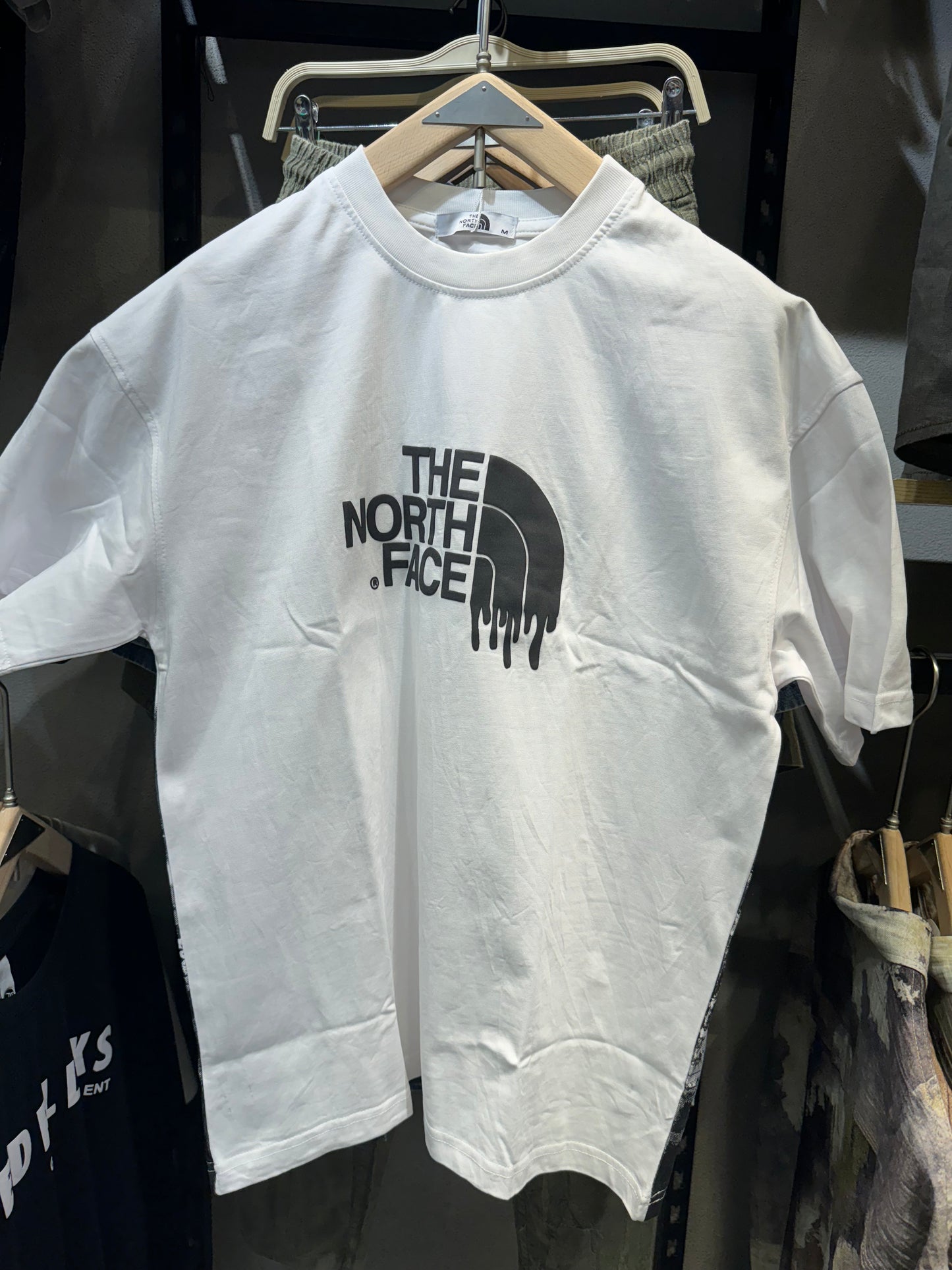 The North Face Black Graphic T-Shirt – Drip Logo Front & Mountain Print Back