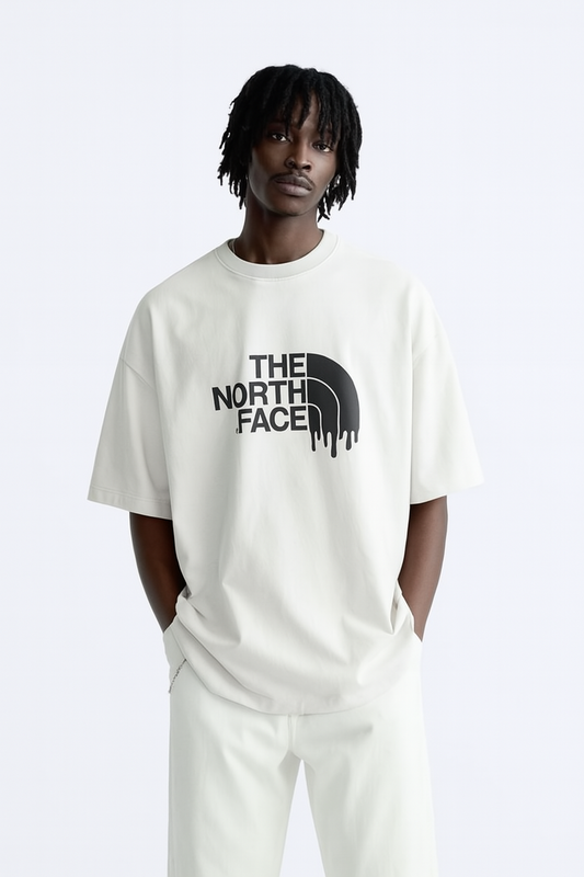 The North Face Black Graphic T-Shirt – Drip Logo Front & Mountain Print Back