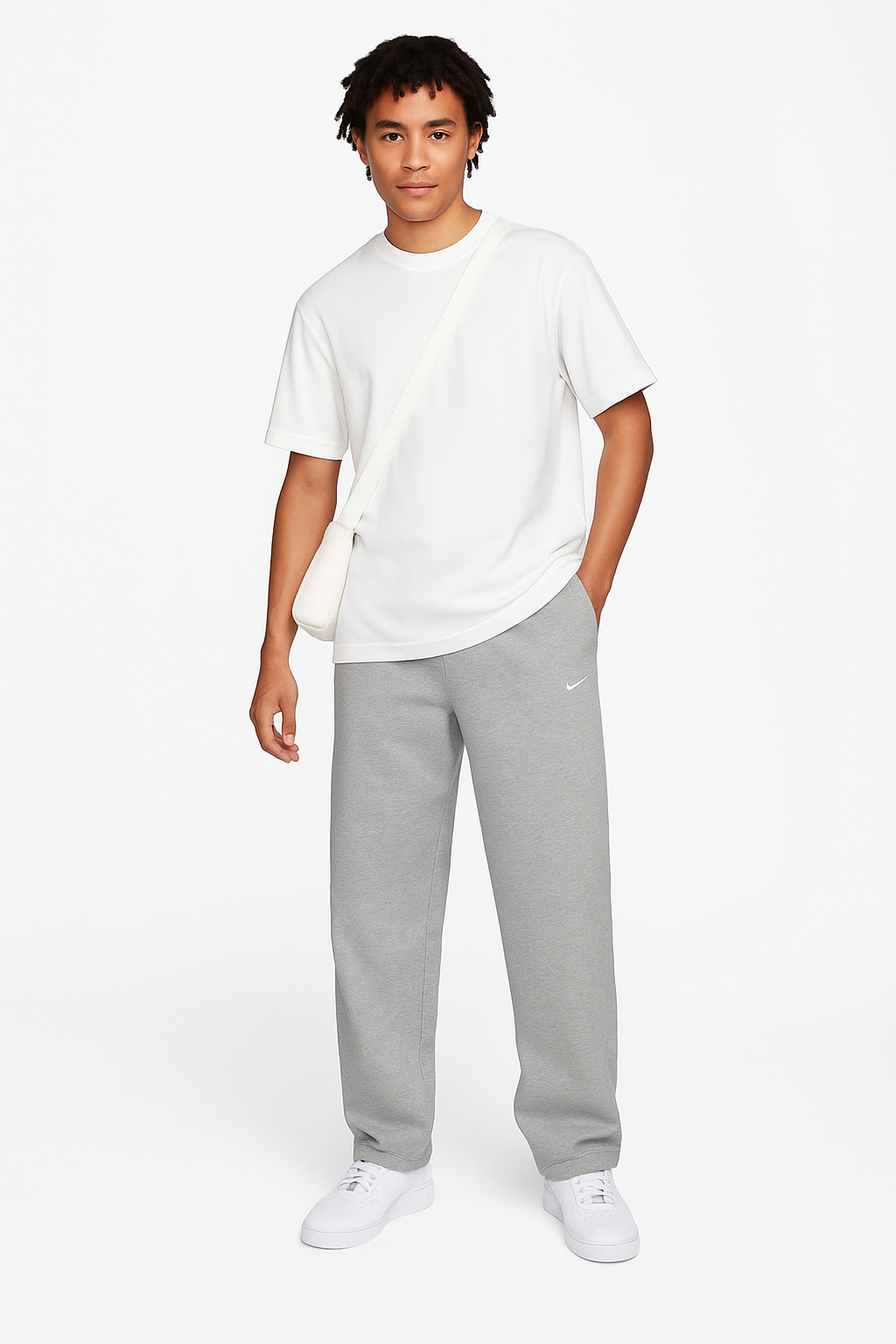Nike Mirror Wide-Leg Sweatpants – Light Gray